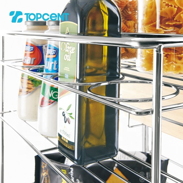 Topcent Multi-functional kitchen cabinet accessories soft closing drawer seasoning basket pull out drawer basket
