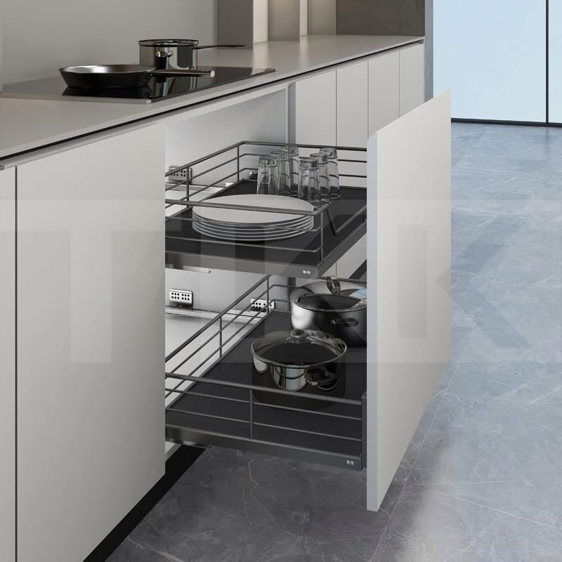 TKK Modern Wire Metal Kitchen Cabinet Storage Basket Sink Drawer Sliding Pull out Wicker Baskets for Kitchen Cabinets