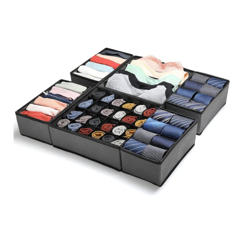 6 Set Closet Organizer Underwear Drawer Storage Dresser Drawer Organizers Box for Socks Underwear Ties Belts Lingerie