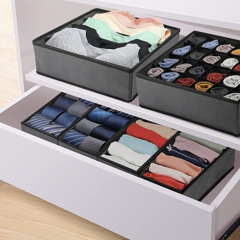 6 Set Closet Organizer Underwear Drawer Storage Dresser Drawer Organizers Box for Socks Underwear Ties Belts Lingerie