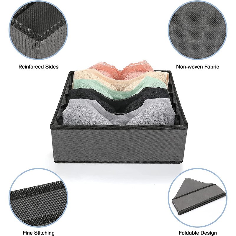 6 Set Closet Organizer Underwear Drawer Storage Dresser Drawer Organizers Box for Socks Underwear Ties Belts Lingerie