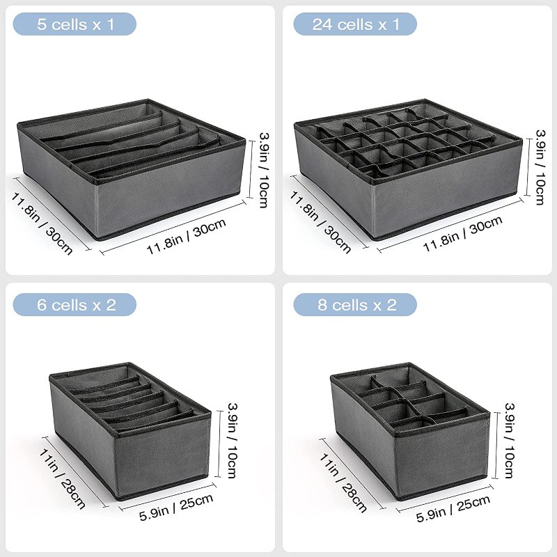 6 Set Closet Organizer Underwear Drawer Storage Dresser Drawer Organizers Box for Socks Underwear Ties Belts Lingerie