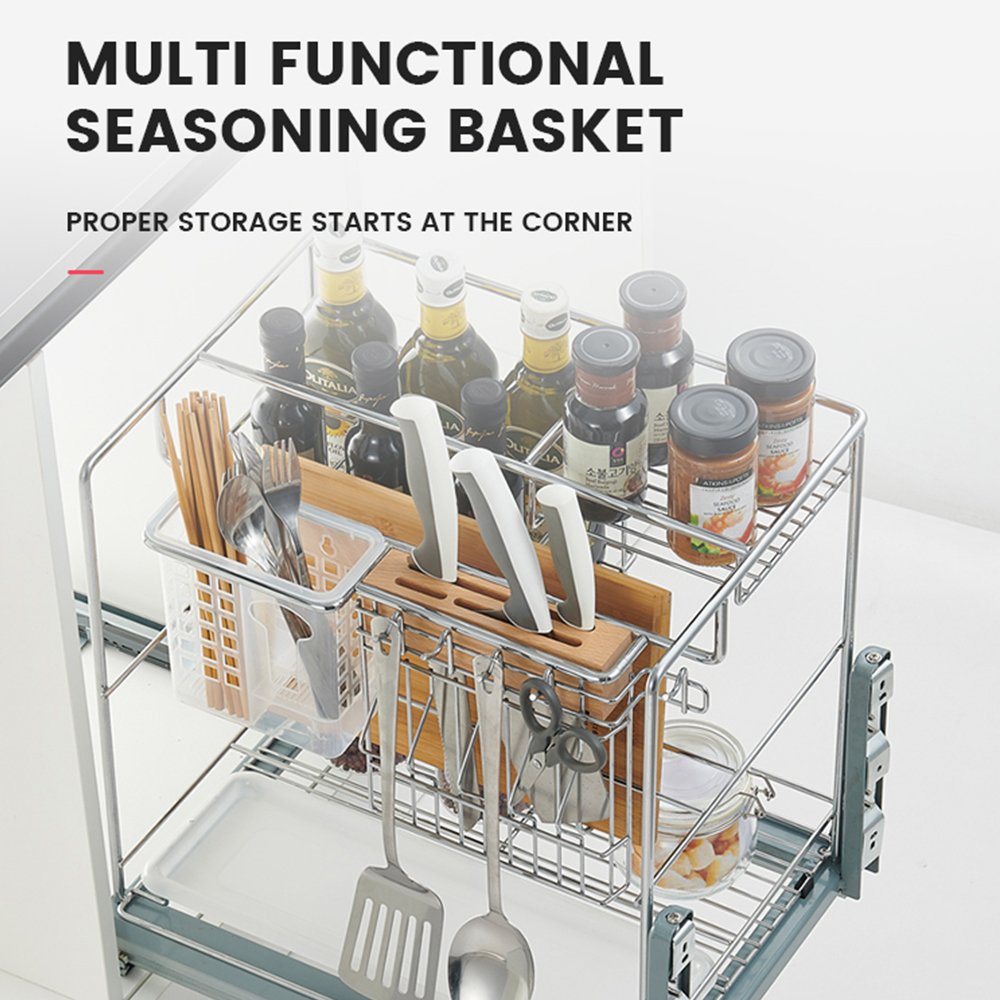 Kitchen Stainless Steel Storage Basket Metal Wire Drawers Storage Kitchen Pull Out Basket
