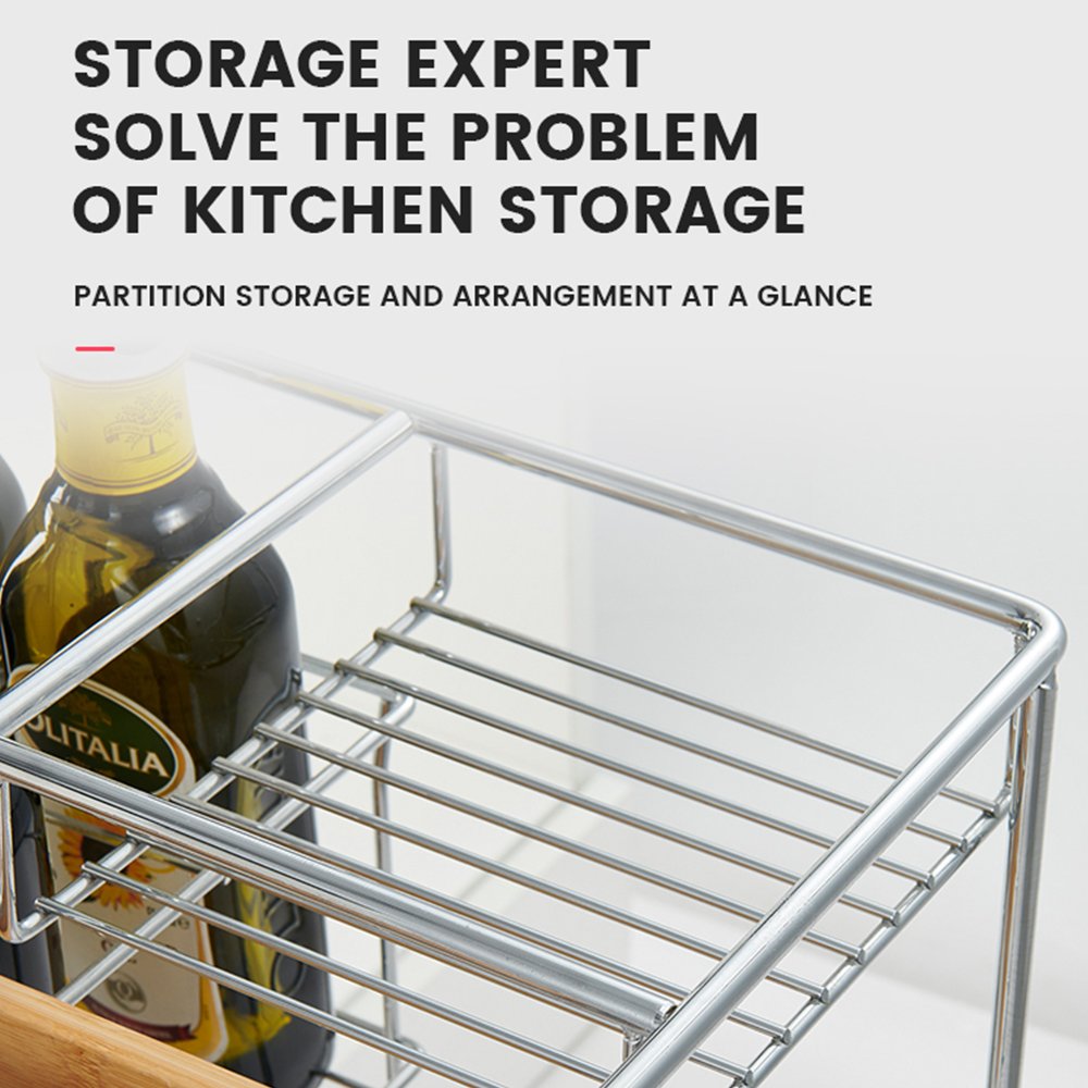 Kitchen Stainless Steel Storage Basket Metal Wire Drawers Storage Kitchen Pull Out Basket