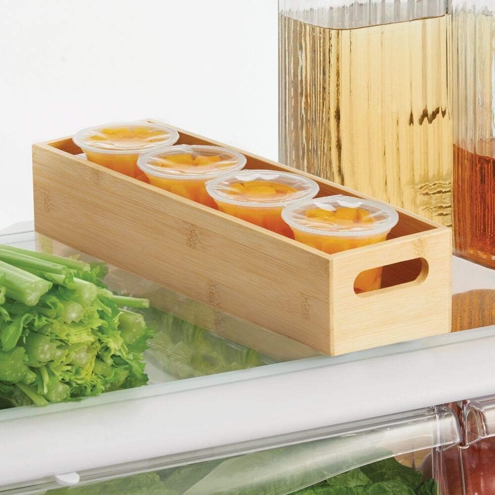 High Quality Bamboo Baskets with Handles for Kitchen Cabinet & Fridge Drawer Organizer Tray Storage Bin Cooking Utensils Laundry