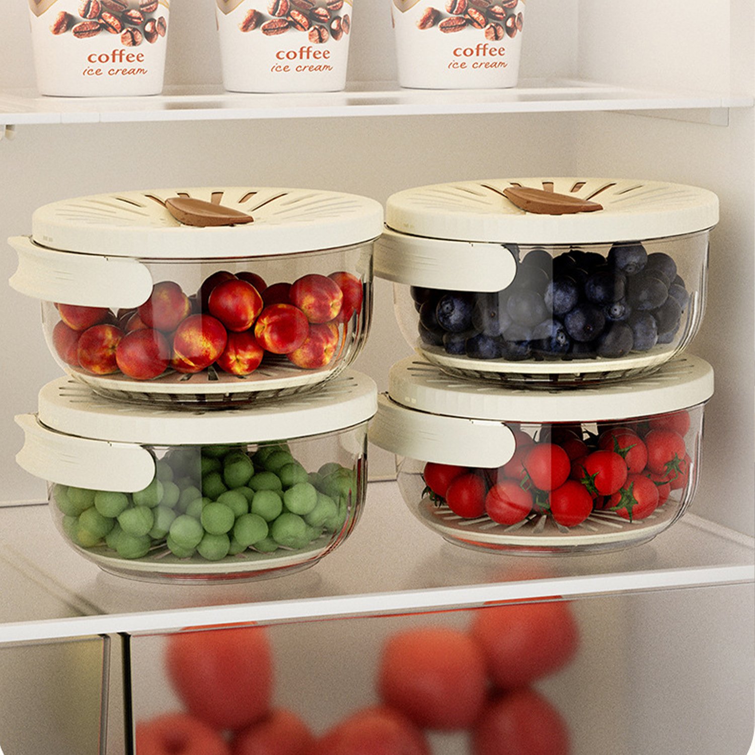 Multifunctional Double-Layer Vegetable Washing Drain Basket Salad Bowl With Foldable Handles And Lid