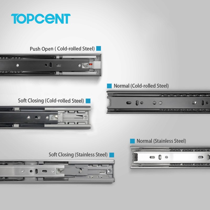 TOPCENT kitchen drawer sliding basket cabinet drawer slide menu facture telescopic channel push to open roller drawer slides