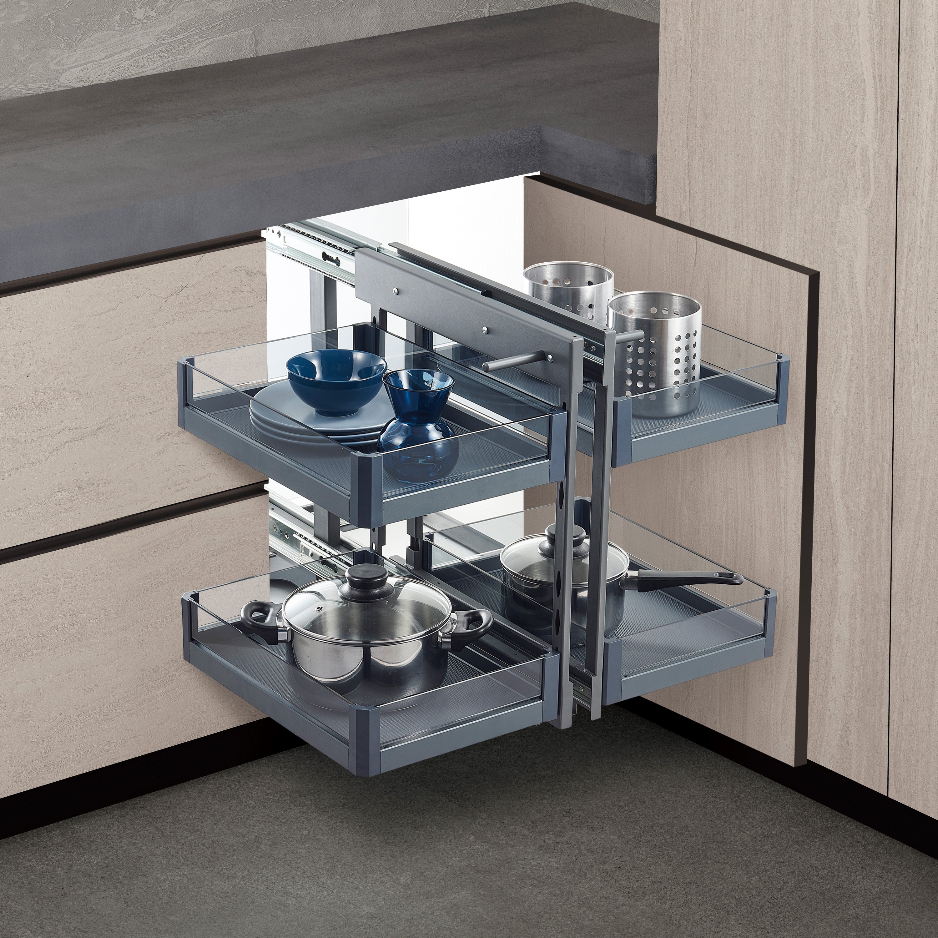 ComSol Customized Modern Glass Storage Soft Closing Accessories Cabinet Kitchen Furniture Organizer Custom Kitchen Cabinet