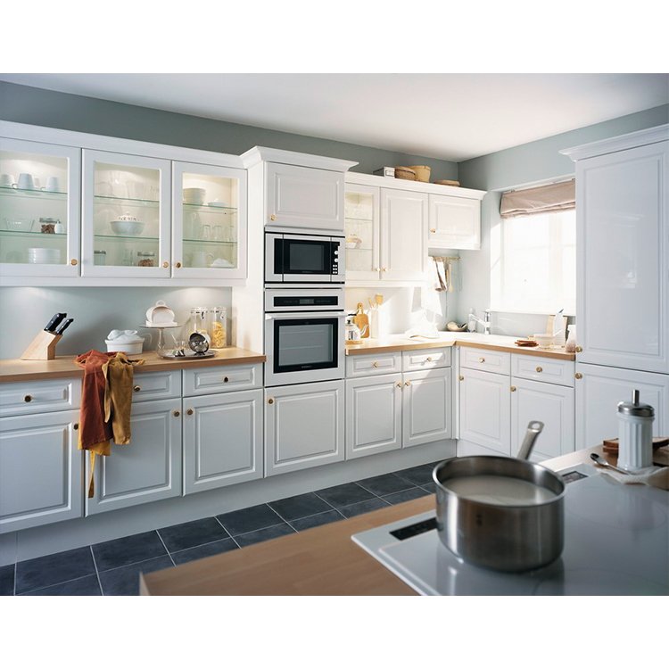 Apartment plywood carcass modular kitchen cabinet design modern pvc membrane mdf wooden board kitchen cabinets set