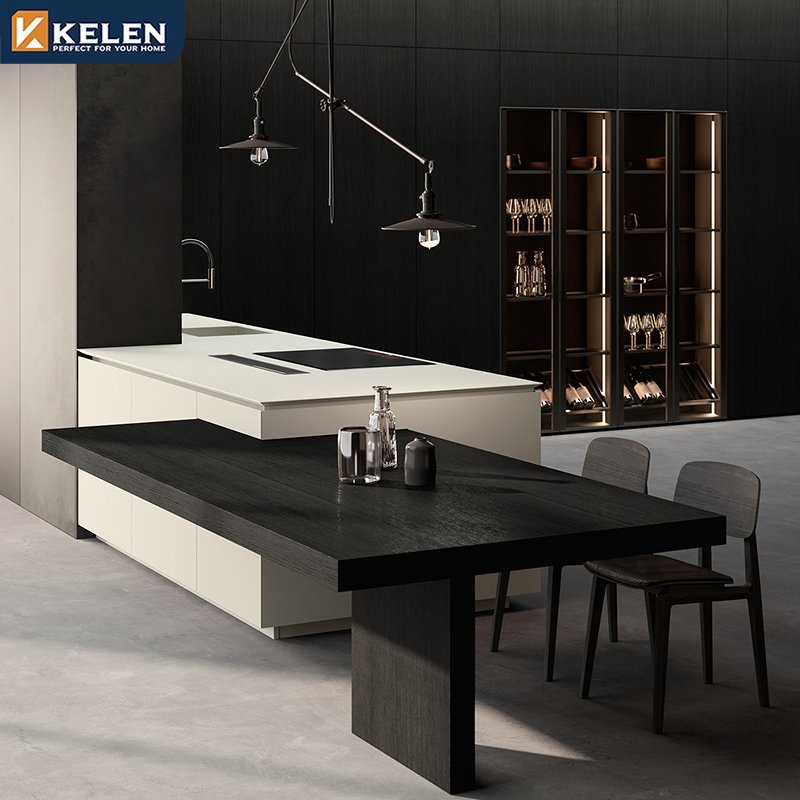 KELEN 2024 kitchen set cabinet supplier modular modern island wood basket furniture kitchen cabinet