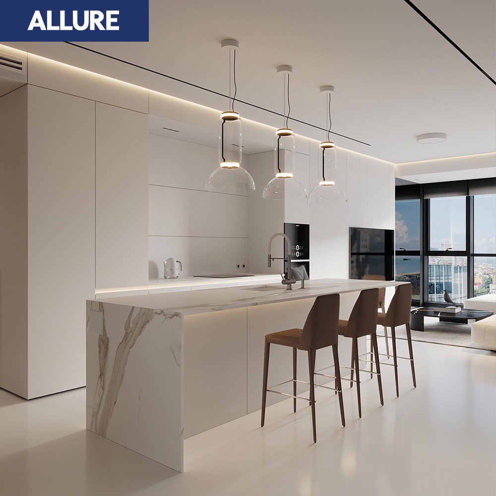 Allure Contemporary Shaker Cocina Integral Counter Items Aluminum Sink Luxury Modern Furniture Cuisine Cupboard Kitchen Cabinets
