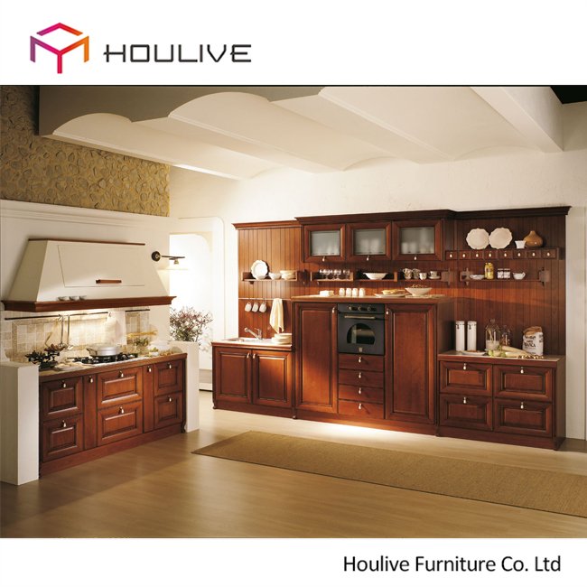 French style apartment use solid wood white kitchen cabinets in set