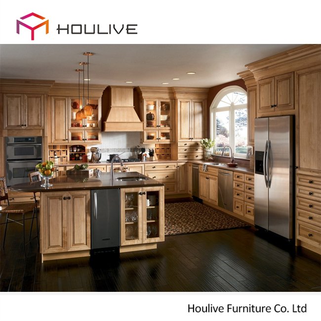 French style apartment use solid wood white kitchen cabinets in set