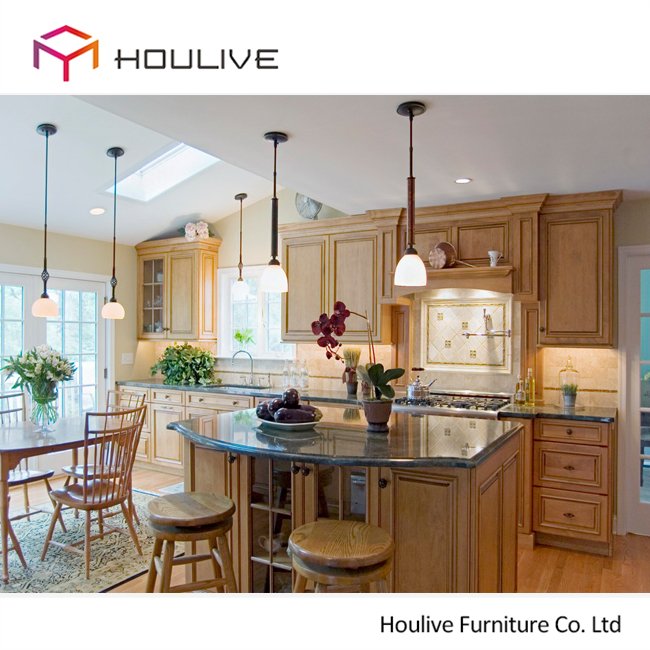 French style apartment use solid wood white kitchen cabinets in set