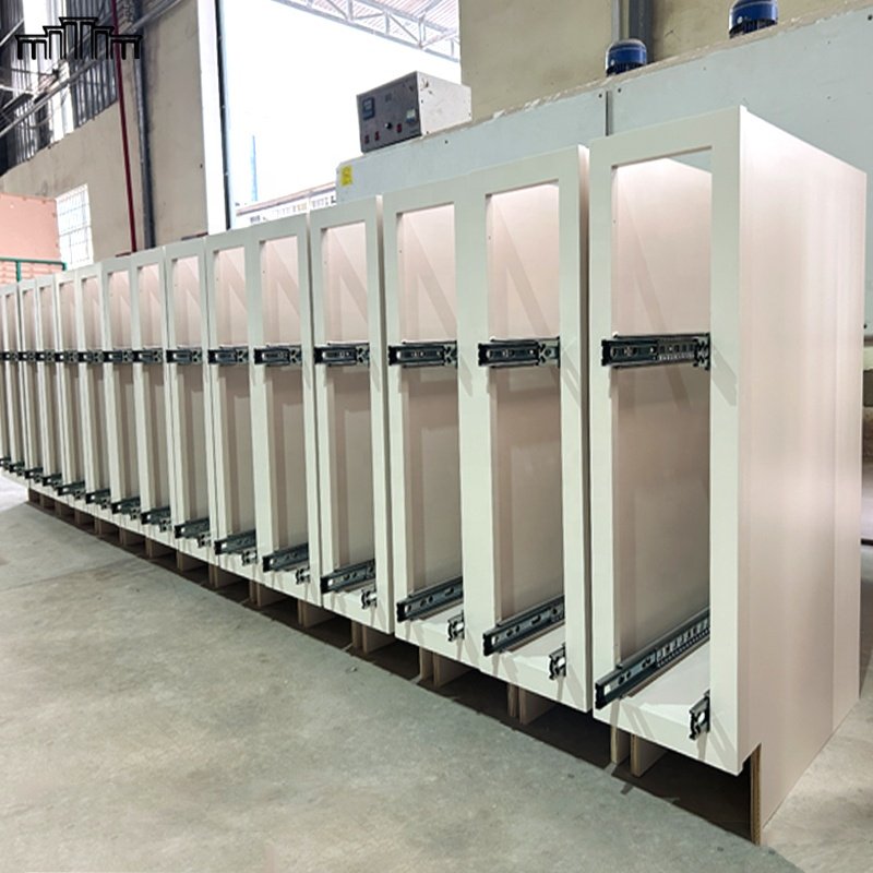 OEM Factory Automatic Production Pull Out DTC Soft Close Drawer Glides Kitchen Base Spice Rack Cabinets With CARB-2 Plywood Body