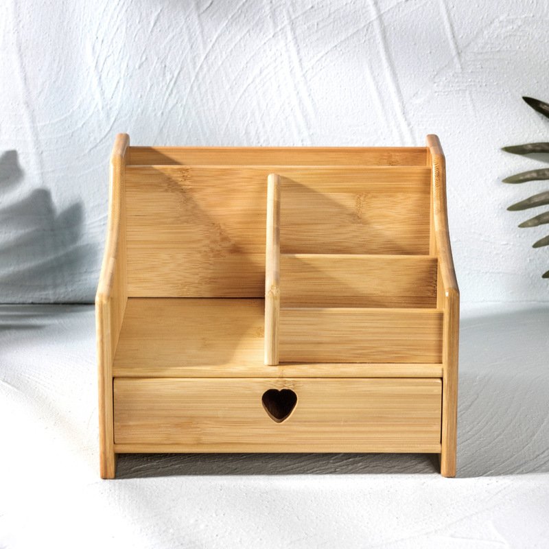 Hotsale Home Sundries Storage Organizer With Drawer Makeup Storage Display Stand Wooden Bamboo Desktop Cosmetic Storage Box