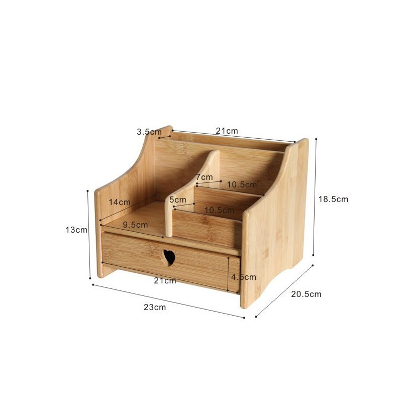 Hotsale Home Sundries Storage Organizer With Drawer Makeup Storage Display Stand Wooden Bamboo Desktop Cosmetic Storage Box