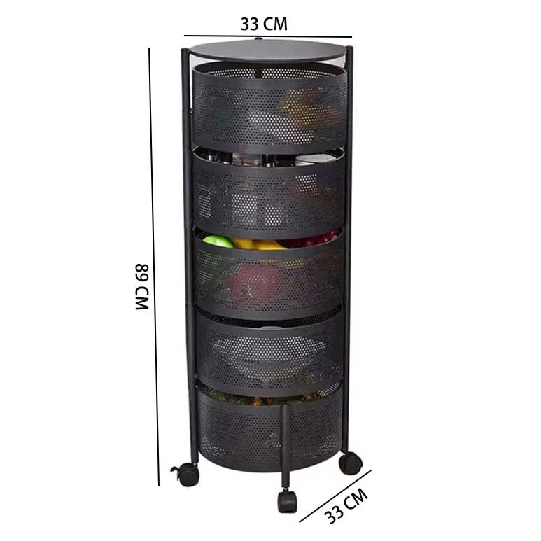 Five Tier Breathable Mesh Basket Vegetable Fruit Pots Snacks Storing Kitchen With Drawers Mobile Storage Organiser Trolley