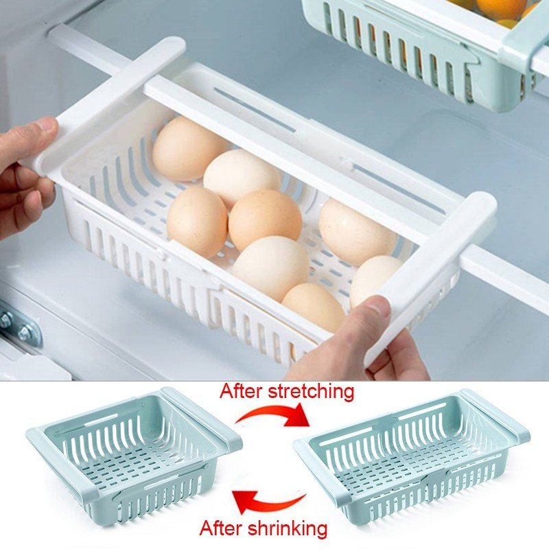 Kitchen Organizer Fridge Storage Drawer Retractable Plastic Hangable Pull Out Refrigerator Vegetable Storage Basket For Food