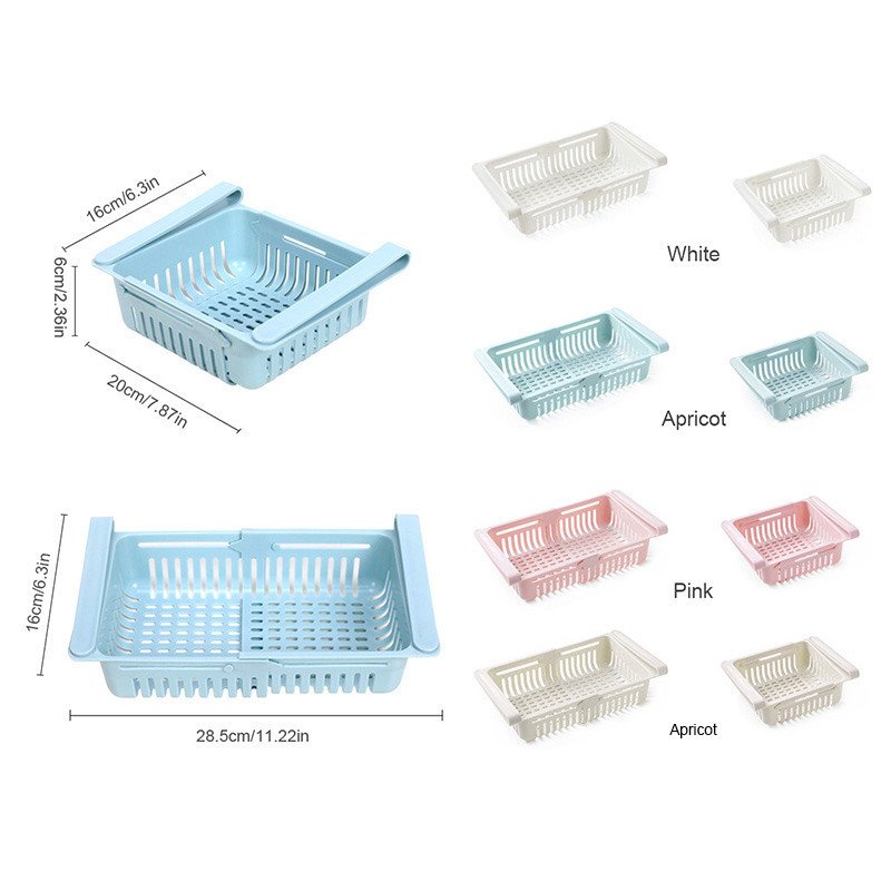 Kitchen Organizer Fridge Storage Drawer Retractable Plastic Hangable Pull Out Refrigerator Vegetable Storage Basket For Food