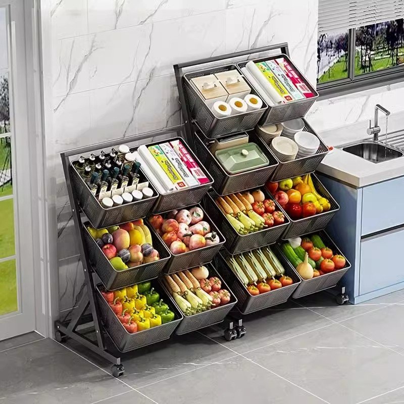 Large Capacity Net Basket Handcart Living Room Miscellaneous Storage Rack Simple And Movable Storage Basket