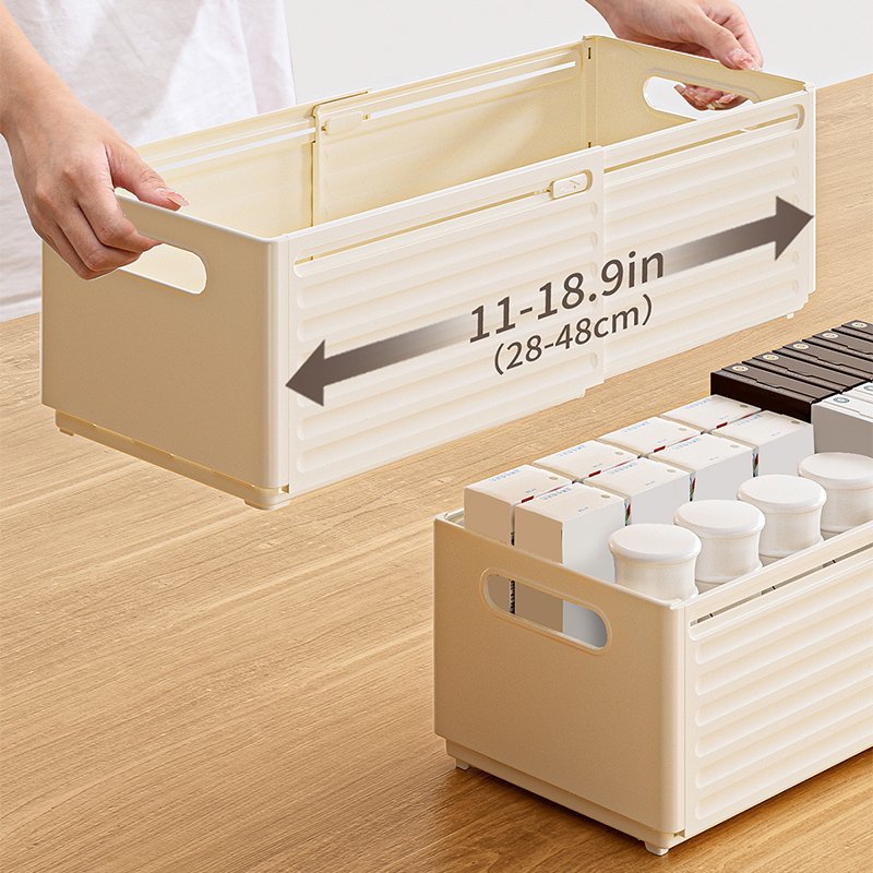 Expandable Wholesale Kitchen Stackable Storage Boxes Containers Plastic Foldable Drinks Storage Drawer Organizer