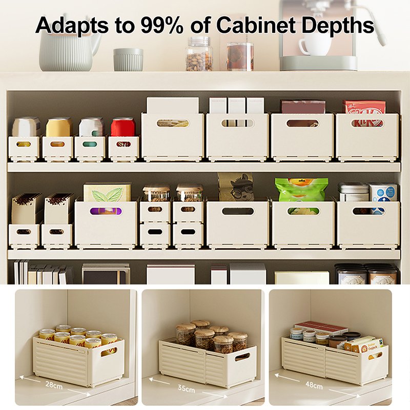 Expandable Wholesale Kitchen Stackable Storage Boxes Containers Plastic Foldable Drinks Storage Drawer Organizer