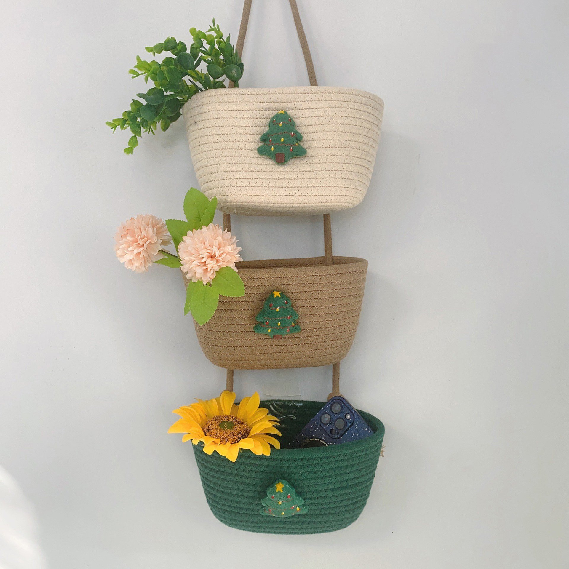 3pcs In 1set Hot Wholesale Cotton Basket Woven Baskets Cat Knitting Storage Hanging Storage box Factory Direct Sales