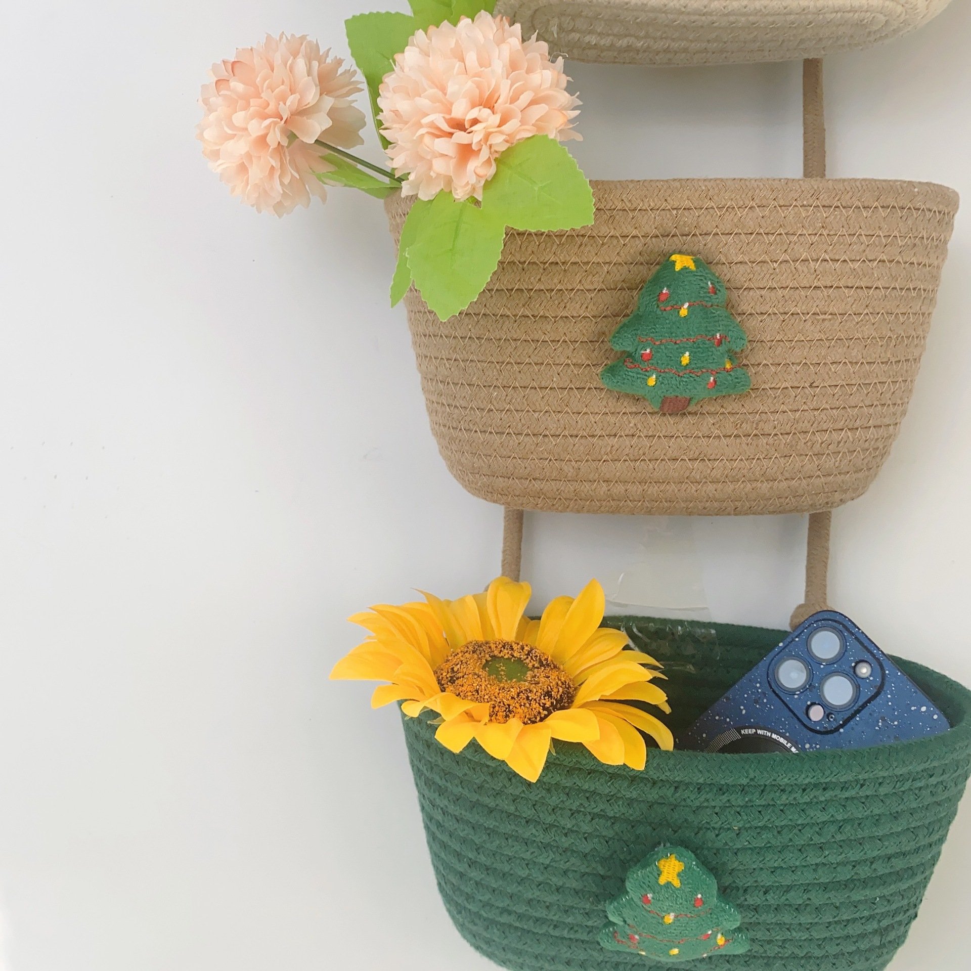 3pcs In 1set Hot Wholesale Cotton Basket Woven Baskets Cat Knitting Storage Hanging Storage box Factory Direct Sales