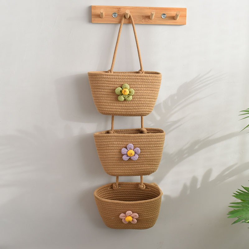 3pcs In 1set Hot Wholesale Cotton Basket Woven Baskets Cat Knitting Storage Hanging Storage box Factory Direct Sales