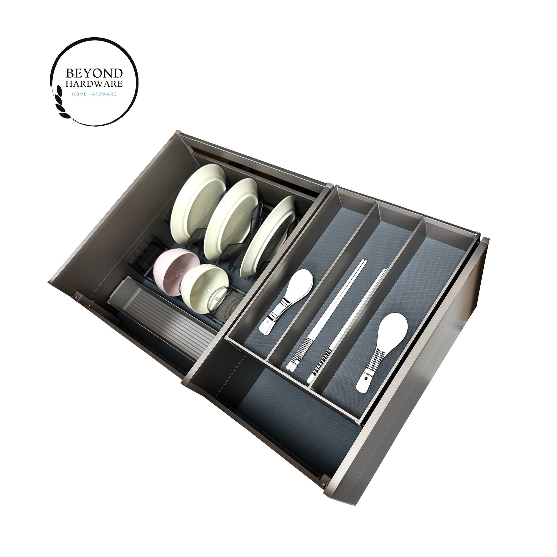 Kitchen Storage Unit Organizer Drawers Pull Out Basket Beyond Kitchen Double Pull Multifunctional Flat Aluminum with Dish Rack