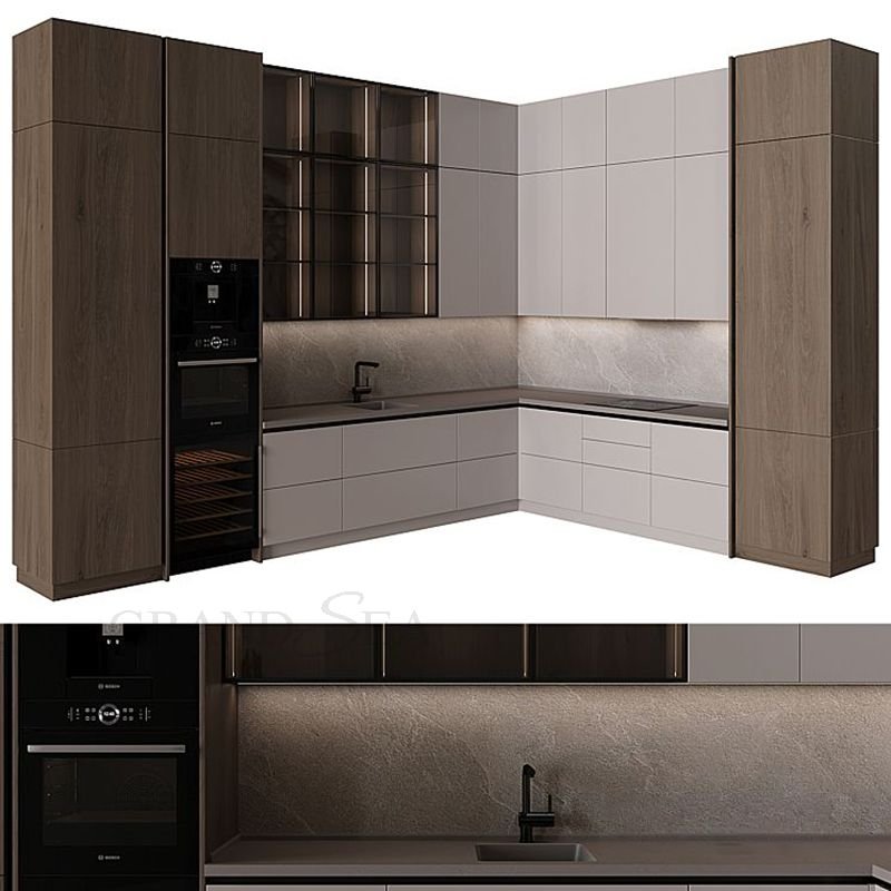 Kitchen and Bath Modern Design Metal Laminate Glossy Kitchen Cabinets Made In China