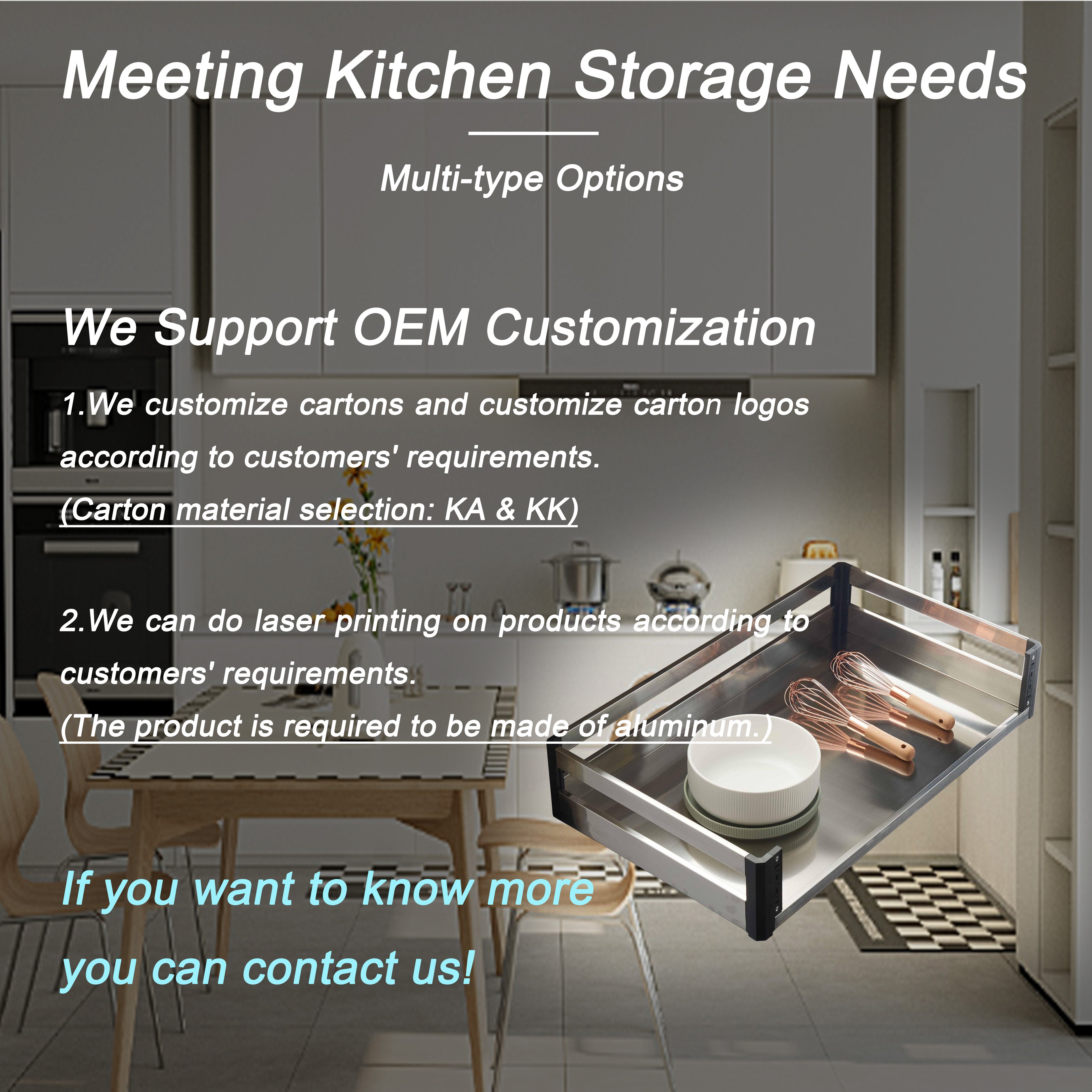 Kitchen Hardware Expandable Multi-functional Pull Out Drawer Sliding Cabinet Cutlery Organizer Tray SS 3 Sides Flat Basket