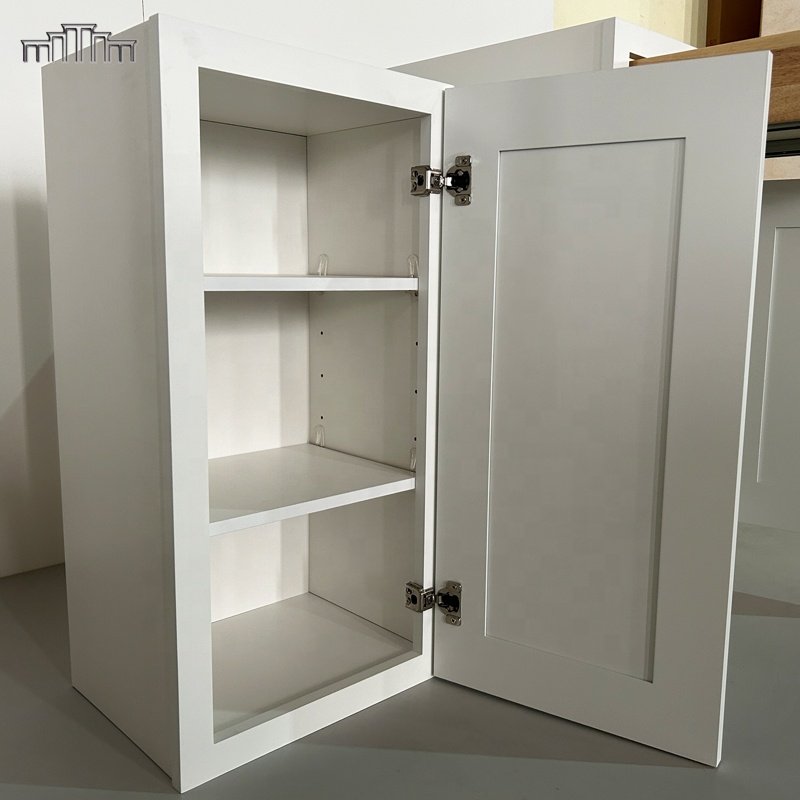 Factory Wholesale Solid Wooden MDF American Standard Size Modern Shaker Raised Panel Style Painting Finish Kitchen Cabinets