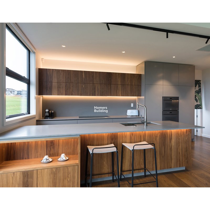 Black Walnut Veneer Finish Kitchen Cabinet RTA Custom Cupboards With Soft Closing Drawers And Hinges