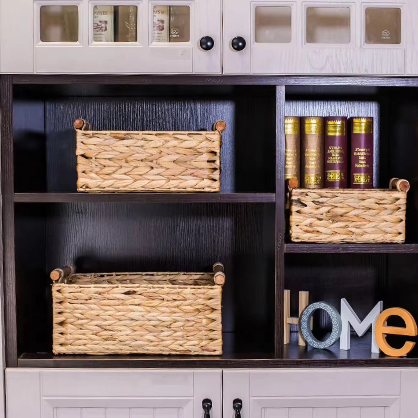 Household Exquisite Bedroom Storage Container Seagrass Basket With Handles Durable Water Hyacinth Basket