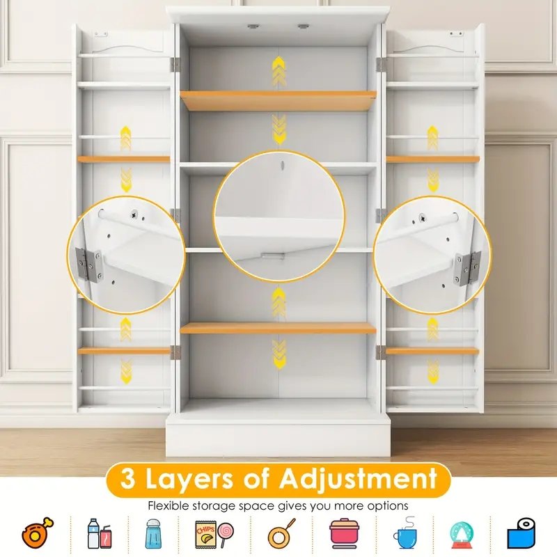 New Adjustable Shelves Buffet Cupboards Sideboard 47 Inches Kitchen Pantry Storage Cabinet Kitchen Pantry Cabinet for Kitchen