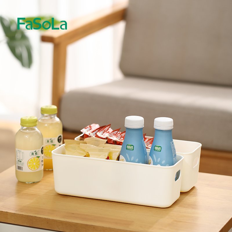 FaSoLa Desktop Drawer Storage Box Container Cosmetics Snacks Storage Basket for Bathroom Kitchen Plastic Storage Bin with Handle