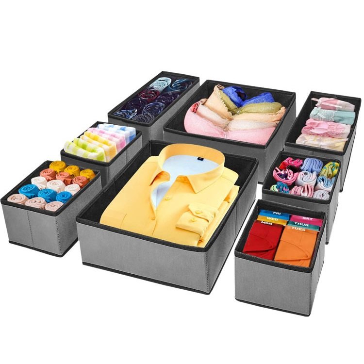 Foldable PP Non Woven Collapsible Underwear Basket Cube Storage Box Closet Clothes Wardrobe Organizer