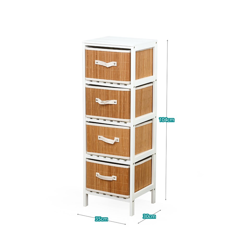 Narrow Storage Cabinet with Baskets Side End Table Nightstand Bedside Table with Pull Out 3 Bins Home Decor Chest of Drawers