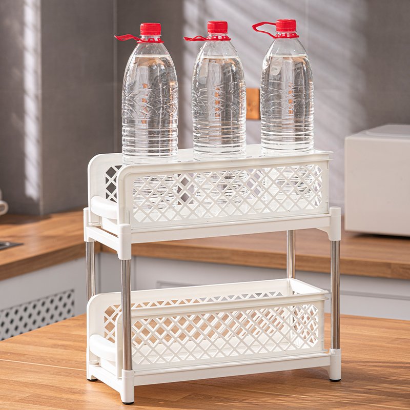 Space Saving Kitchen Cabinet Stacked Drawer Type Holder Storage Supplies Sliding Spice Rack Under Sink Organizer