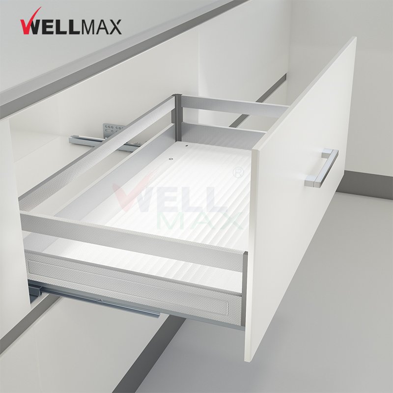 WELLMAX Kitchen Drawer Basket Pull Out Basket In Cabinet With Soft Slide Dish Rack