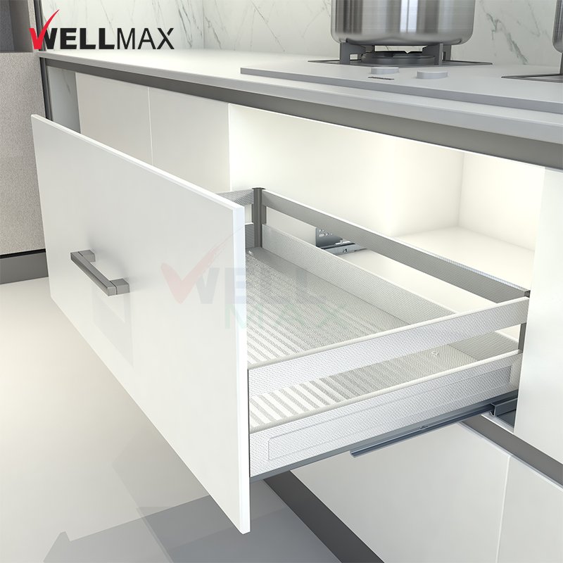 WELLMAX Kitchen Drawer Basket Pull Out Basket In Cabinet With Soft Slide Dish Rack