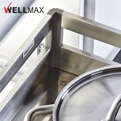 WELLMAX Kitchen Drawer Basket Pull Out Basket In Cabinet With Soft Slide Dish Rack