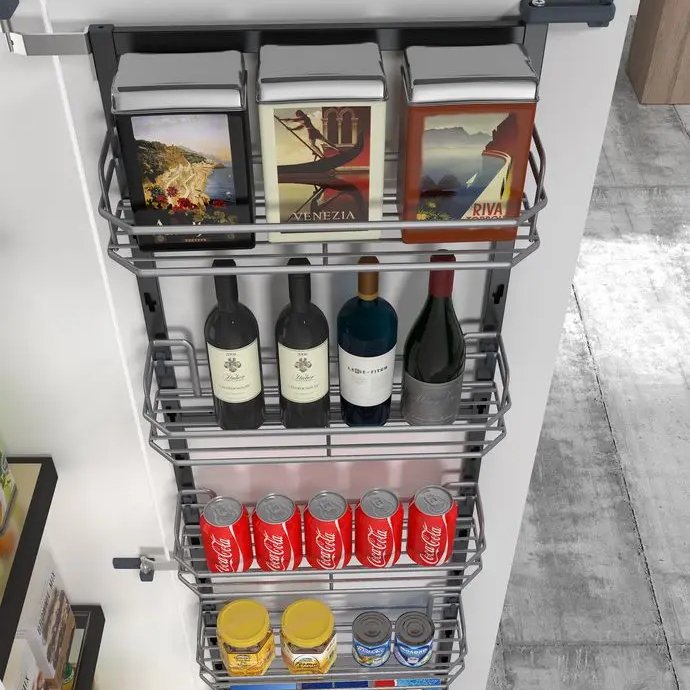 Factory Kitchen Pantry Organizer Cabinet Swivel Steel Soft Closing Sliding Larder Tall Unit Pull Out Basket