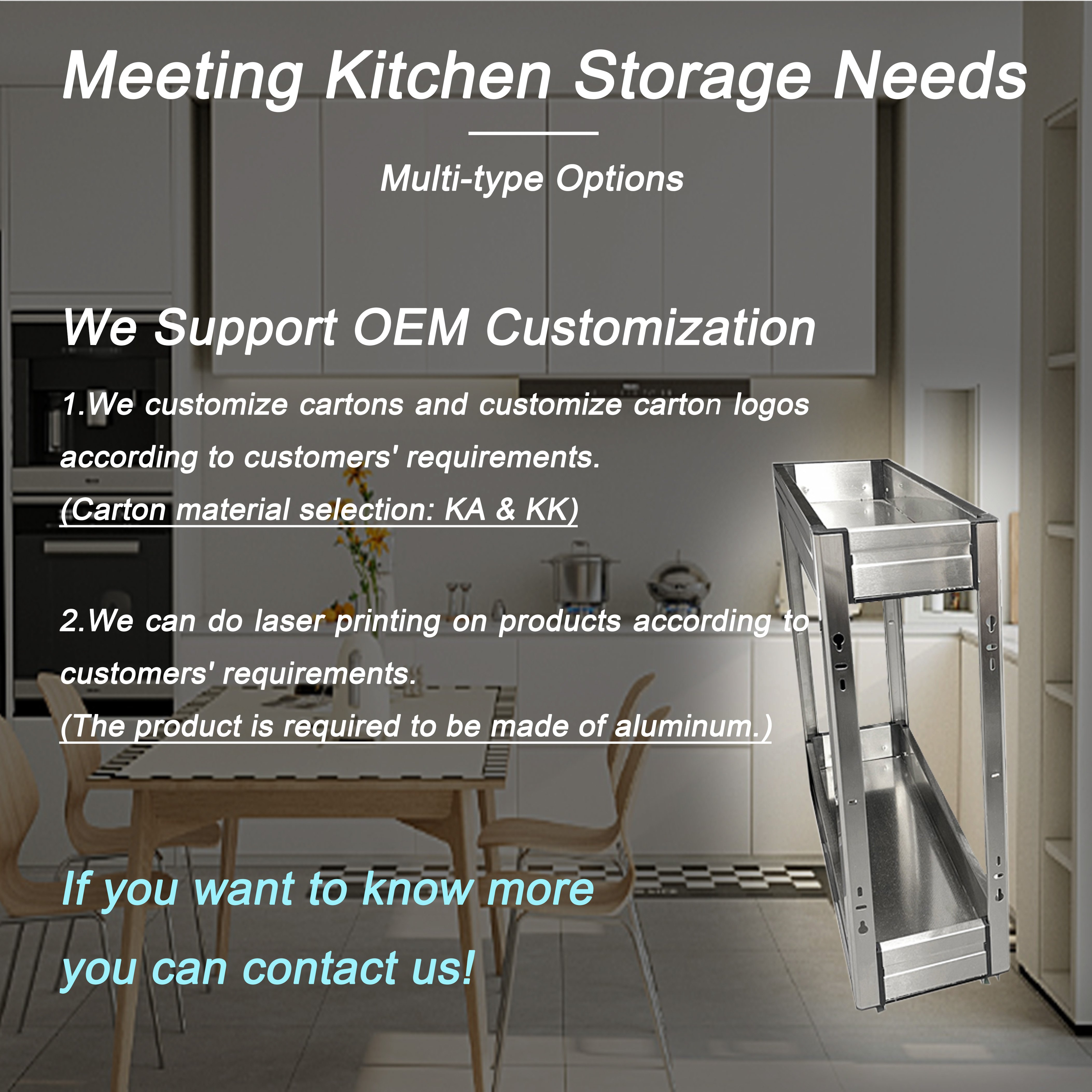 Kitchen Cabinets Aluminum Accessories Stainless Pullout Rack Sliding Drawer SS 2-Layers Bottom Bottle Pull Out Basket