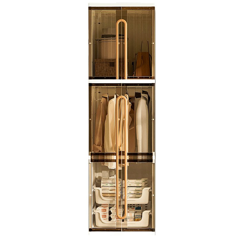 Modern foldable double door plastic cabinet storage simple home baby wardrobe plastic storage drawers