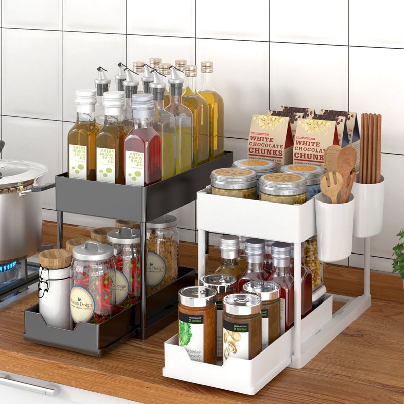 kitchen Accessories Spice Rack For Cabinet Basket Under Sink Organizers Pull Out Sliding Drawers Kitchen storage holders