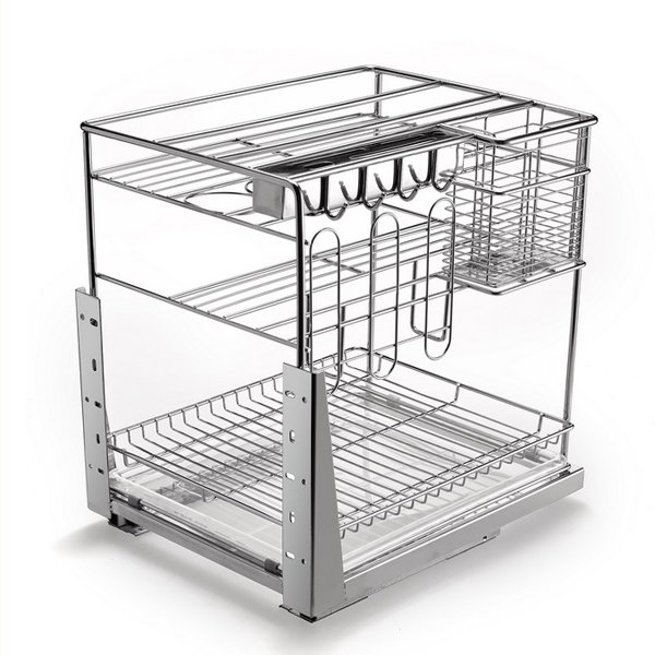 VT-09.488 Hot Selling Kitchen Cabinet Pull Out Basket 201 Stainless Steel Pull Out Basket Kitchen Cabinet Pull Basket