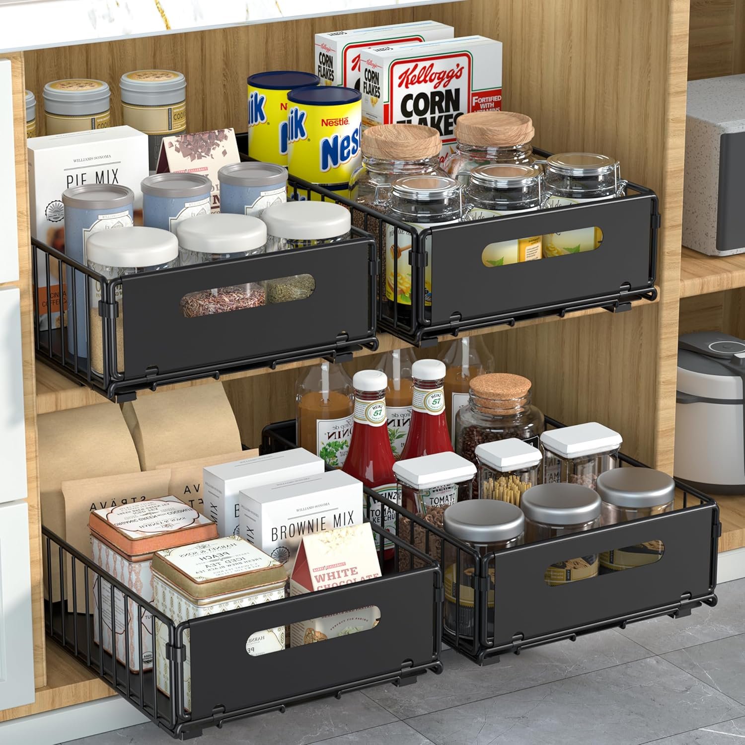 New Design Pull Out Cabinet Organizer Pull Out Drawers for Cabinets Heavy Duty Sliding Kitchen Organizers and Storage for Pantry
